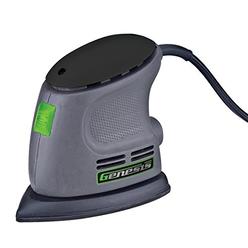 Genesis GPS080 Corner Palm Sander for Regular & Corner Sanding with Palm Grip, Vacuum Port, Hook-and-Loop System, Dust-Proof Pow
