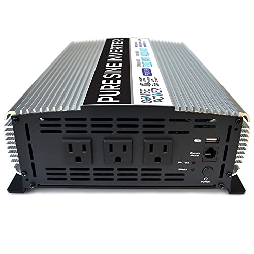 GoWISE Power 2000W Pure Sine Wave Power Inverter 12V DC to 120V AC with 3 AC Outlets + 1 5V USB Port, Remote Switch and 2 Batter