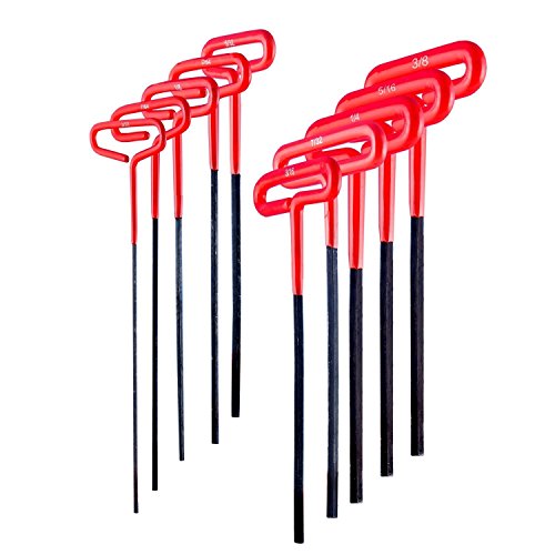 VALLEY INDUSTRIES 10 Pc. T-handle Hex Key Wrench Set, 9 Inch Length Handle S.A.E.