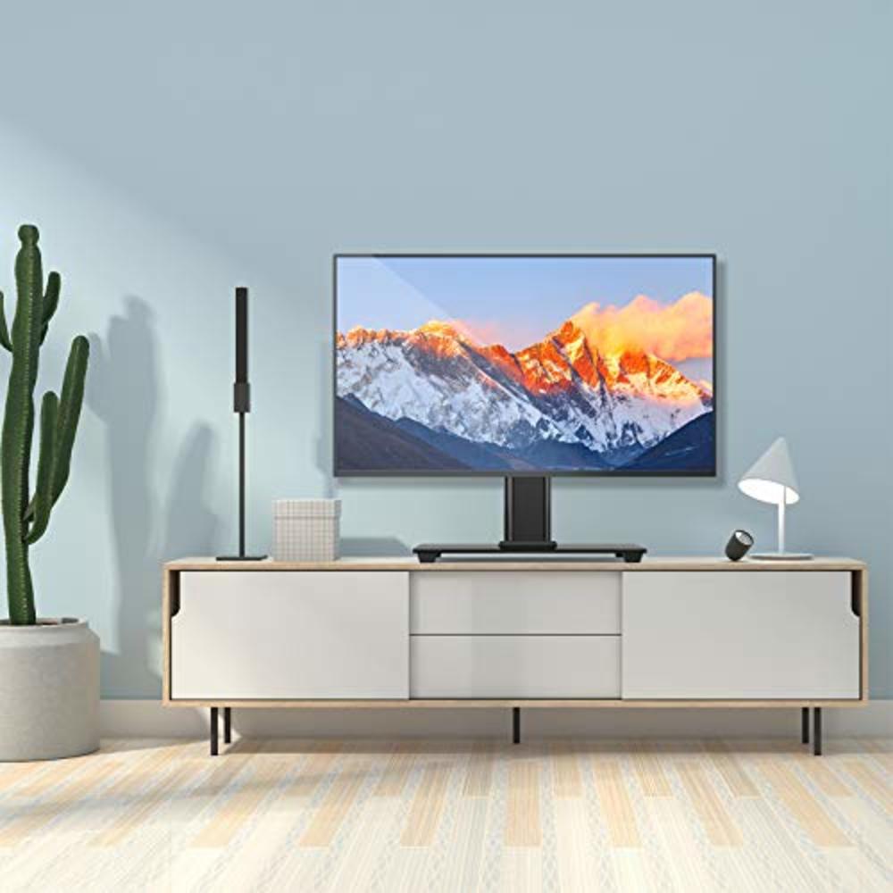 PERLESMITH Universal TV Stand - Table Top TV Stand for 37-55 inch LCD LED TVs - Height Adjustable TV Base Stand with Tempered Gl