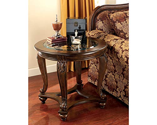 Signature Design by Ashley Norcastle Traditional Round End Table, Dark Brown