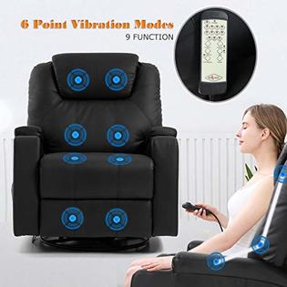 BestMassage Massage Recliner Chair Reclining Sofa PU Leather Electric  Massage Chair with 360 Degree Swivel Remote Control 8 Poin