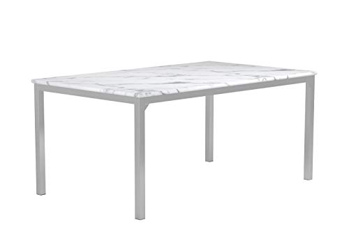 Coaster Home Furnishings Athena Rectangle Marble Top Dining Table, Carrara Mable and Chrome