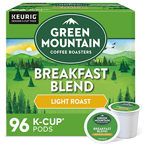 Green Mountain Coffee Roasters Breakfast Blend, Single-Serve Keurig K-Cup Pods, Light Roast Coffee Pods, 96 Count