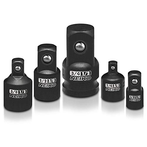 Neiko 30249A Impact Socket Adapter and Reducer Set, Chrome Vanadium Steel | 5-Piece Set for Impact Driver Conversions