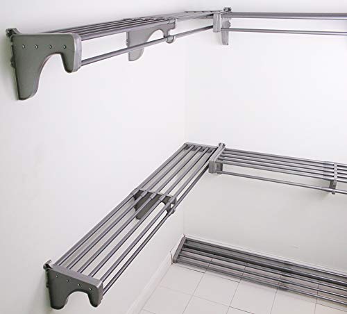 EZ Shelf - DIY Walk-in Closet Kit - Expandable to 30.8 ft Hanging & Shelf Space - NO Cutting - Silver