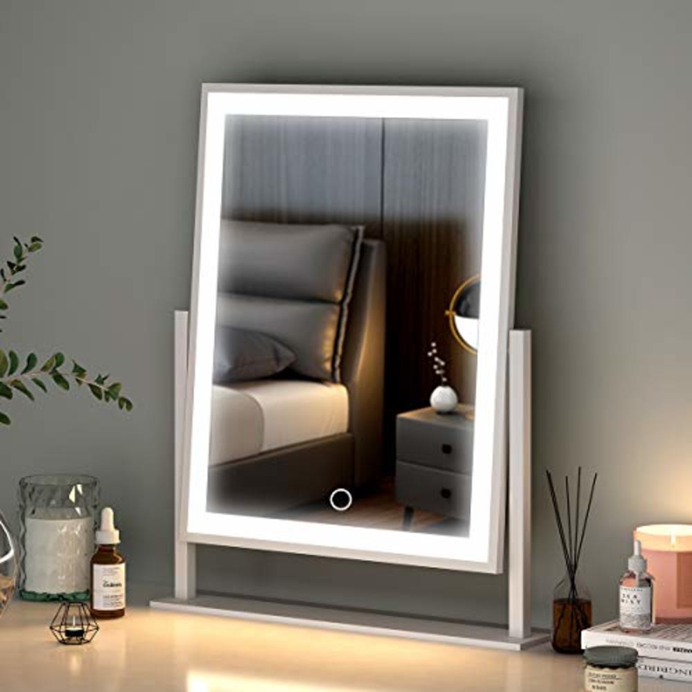 Dicheng Lighted Makeup Mirror Hollywood Mirror Vanity Makeup mirror with Light Smart Touch Control 3Colors Dimable Light 360皉otation (16