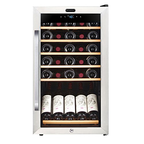 Whynter FWC-341TS 34 Bottle Freestanding Wine Refrigerator with Display Shelf and Digital Control, Stainless Steel, One Size