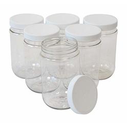CSBD 16 Oz Clear Plastic Mason Jars With Ribbed Liner Screw On Lids, Wide Mouth, ECO, BPA Free, PET Plastic, Made In USA, Bulk S