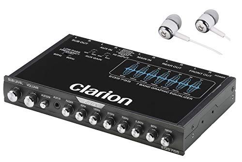Clarion EQS755 7-Band Car Audio Graphic Equalizer with Front 3.5mm Auxiliary Input, Rear RCA Auxiliary Input and High Level Spea