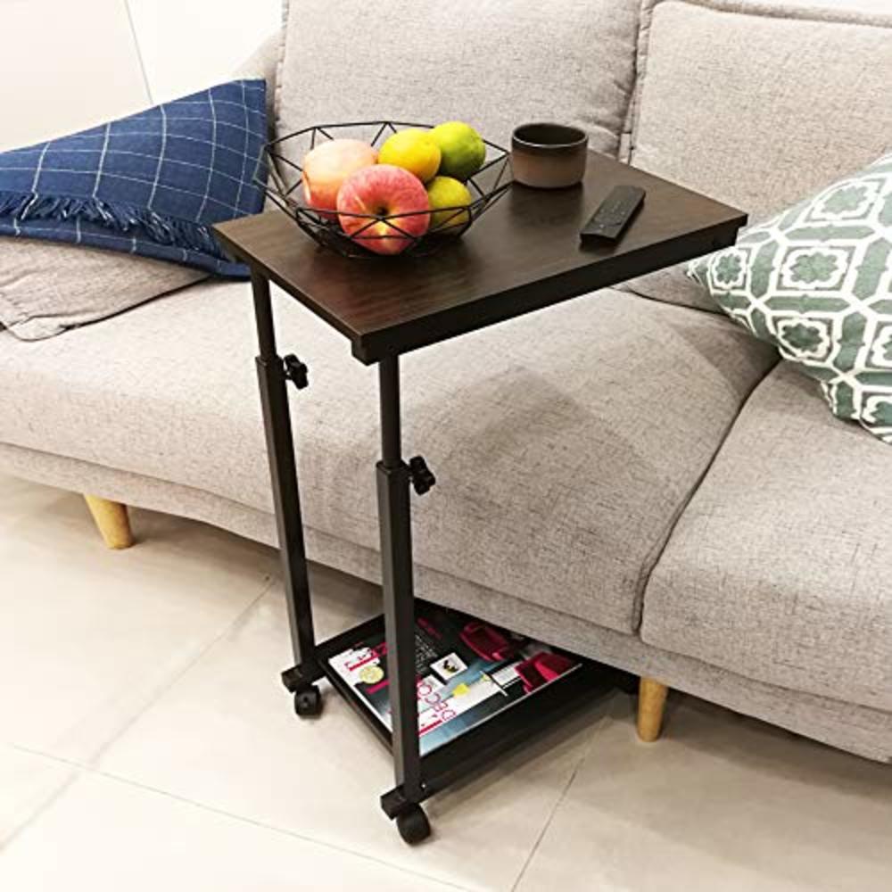 Interactie badge Verkeerd KKTONER Sofa Side Table Slide Under Height Adjustable Wooden Laptop Table  Couch Table Mobile Dining Table