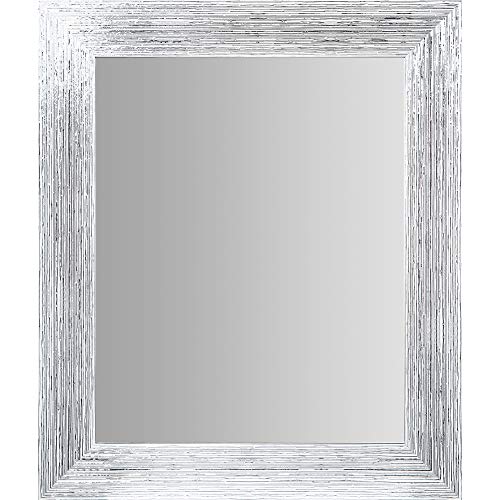 Everly Hart Collection Textured Framed Wall Mounted Accent Mirror, 16" x 20", White