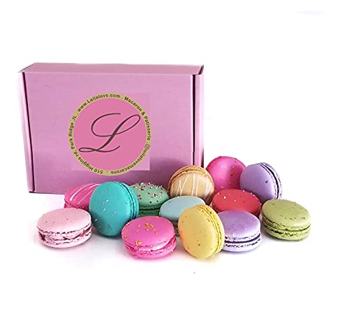Leilalove Macarons - Gourmet Macaron gift box of 12 variety flavors box varies in color and style