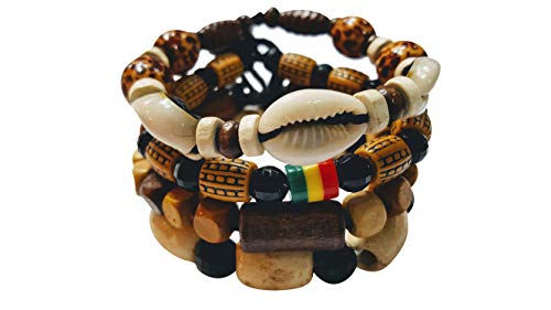 NOVARENA 1-24 Pcs Bracelets and Necklaces for Men Women Beaded Bracelets Multi Layer Stackable Ethnic Tribal African Traditional