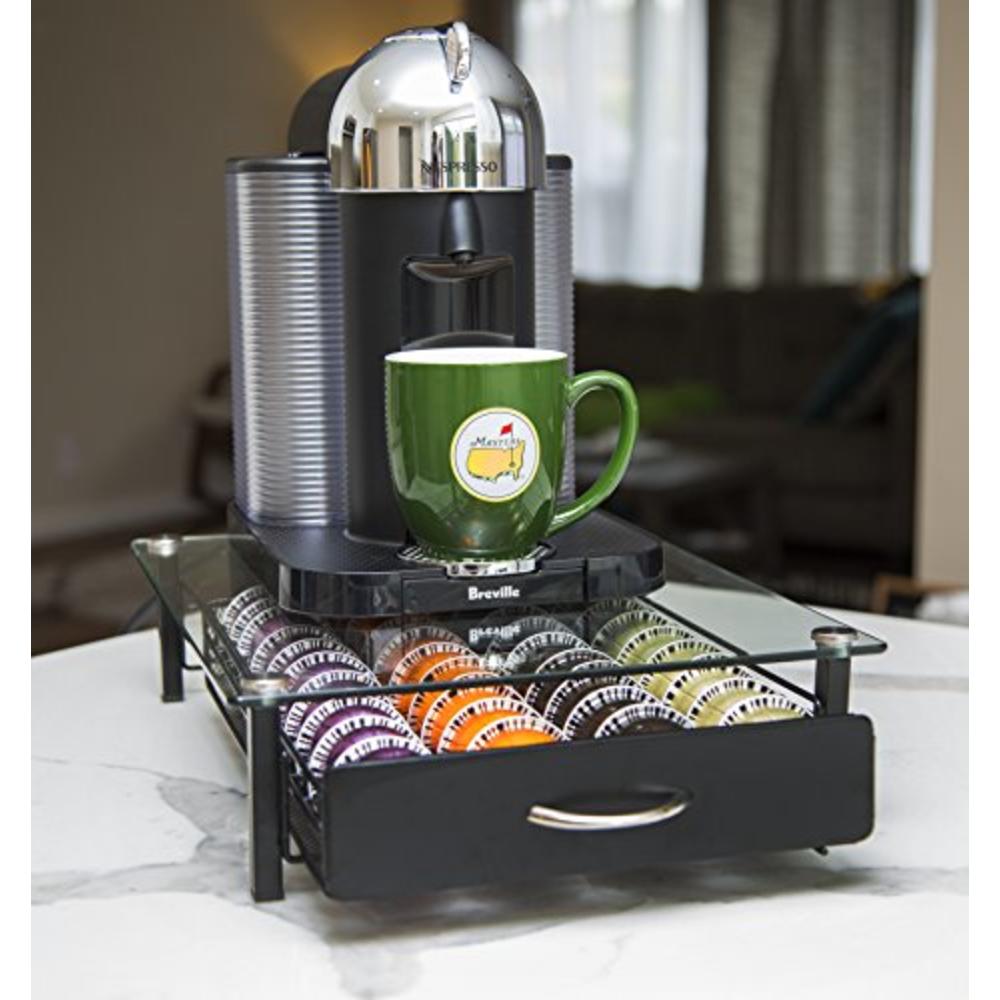 Insight Goods Insight Nespresso Vertuoline Coffee Pod Holder (Holds 40 Vertuo Coffee or Espresso Capsules)-- Tempered Glass Drawer (Coffee pod