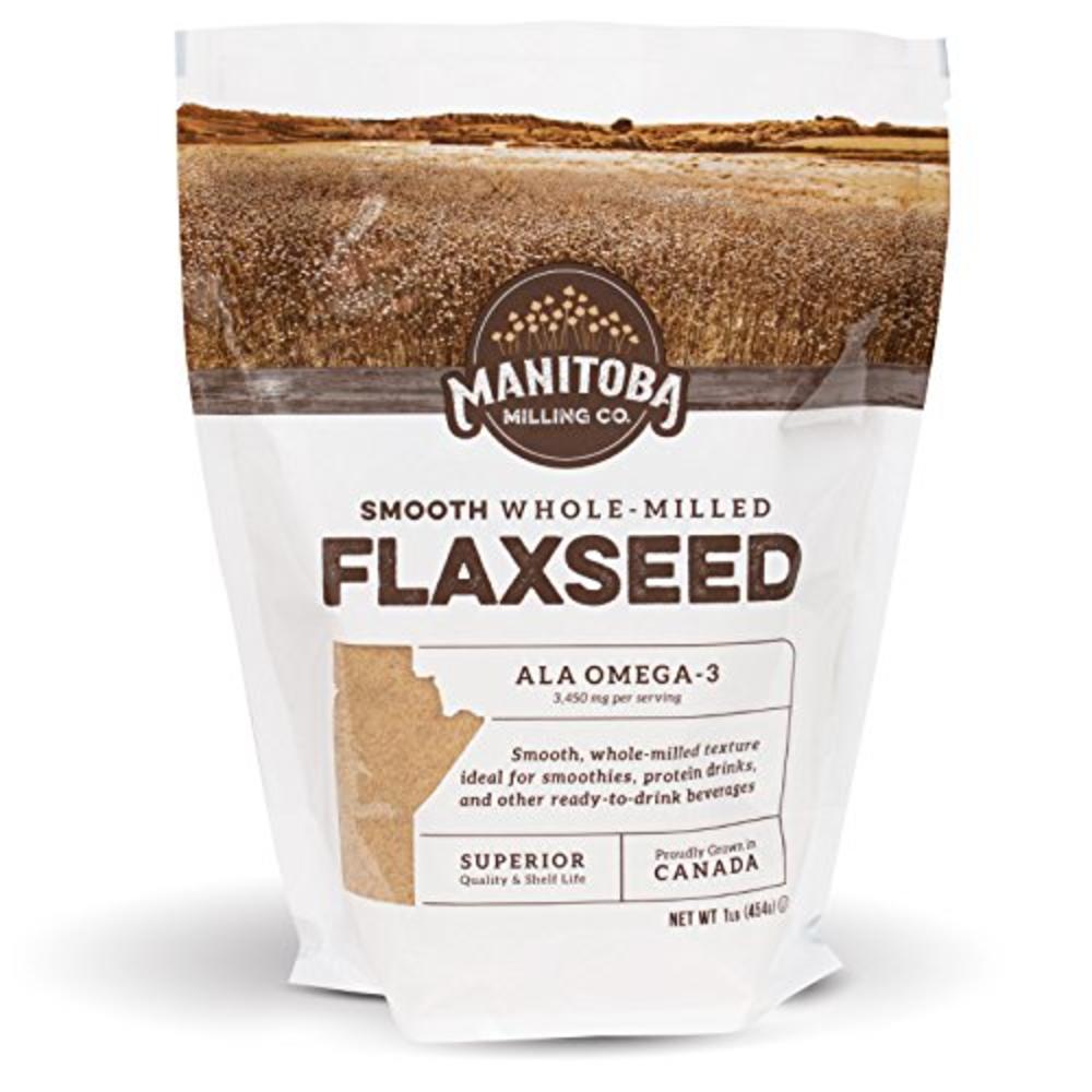 Manitoba Milling Com Smooth, Whole Milled Flaxseed by Manitoba Milling Co. | 1lb (16oz) Bag of Ground Flaxseed Fiber with Protein, Omega 3 | Gluten F