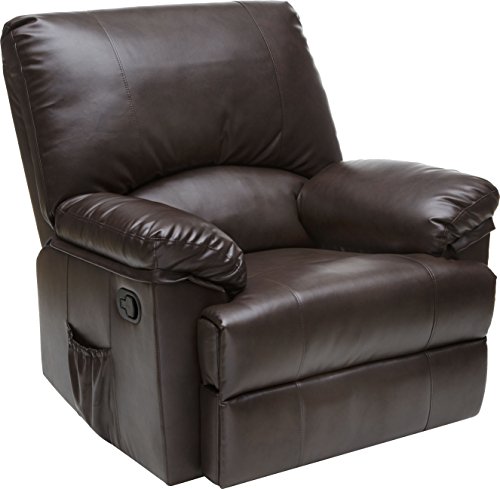 Relaxzen Rocker Recliner with Heat and Massage, Brown Marbled Leather