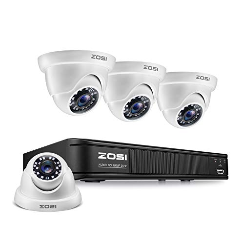 ZOSI 1080p Surveillance Camera System for Home, 8 Channel Security DVR Recorder with 4Pcs Indoor/Outdoor Dome Camera 1080p,Remot