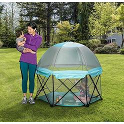 Regalo My Play Deluxe Portable Play Yard Indoor and Outdoor, Bonus Kit, Includes a Full Canopy, Washable, Aqua, 6-Panel