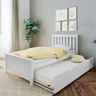 Max Lily Twin Bed With Trundle White, Wooden Twin Bed With Trundle