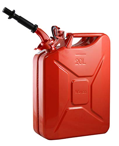 Wavian USA JC0020RVS Red Authentic NATO Jerry Fuel Can and Spout System (20 Liter)