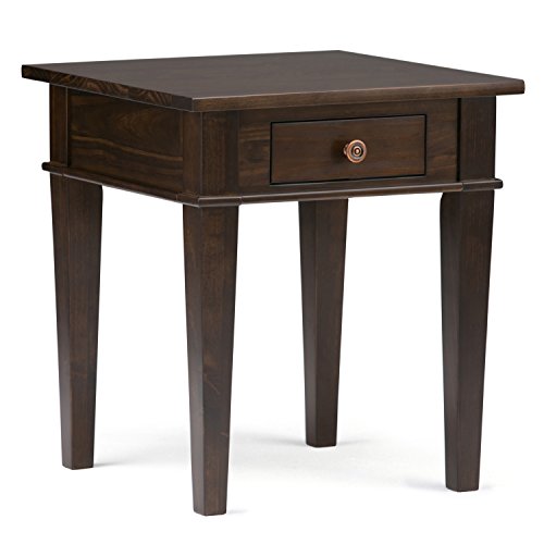 SimpliHome Simpli Home Carlton SOLID WOOD 18 inch Wide Square Transitional End Side Table in Dark Tobacco Brown