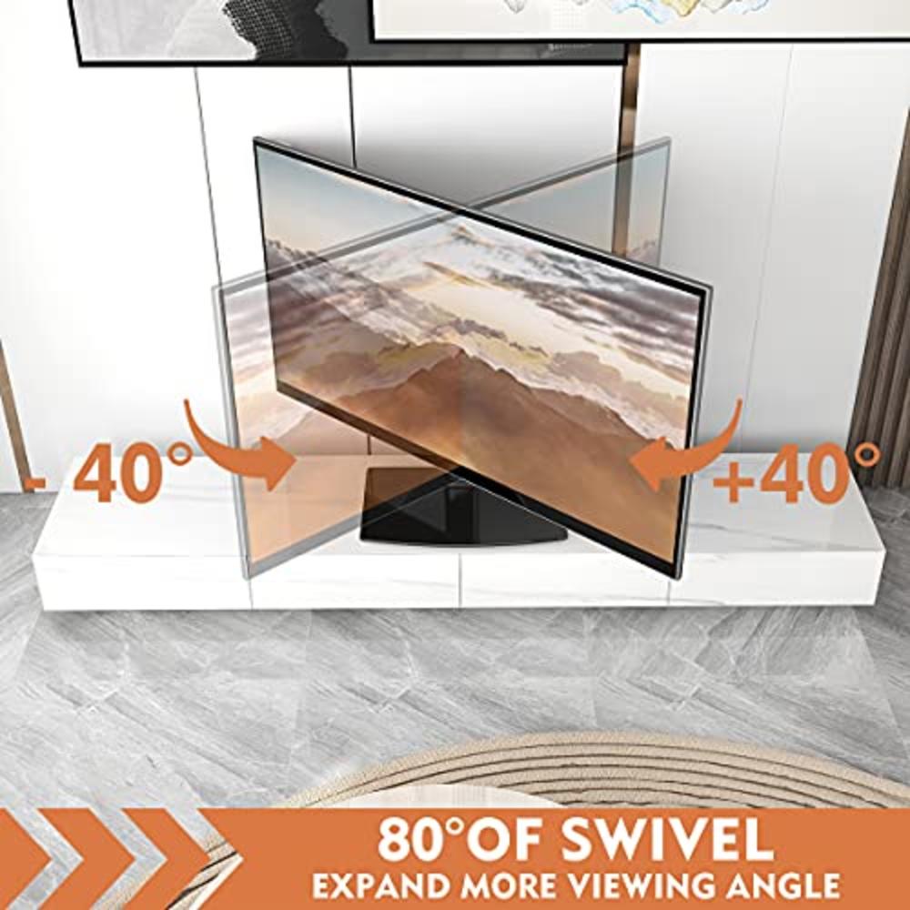 HEMUDU Universal Swivel TV Stand/Base Table Top TV Stand 32 to 65 inch TVs 80 Degree Swivel, 4 Level Height Adjustable, Heavy Duty Temp