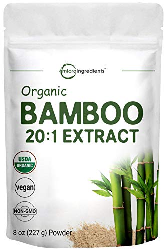 Micro Ingredients Organic Bamboo Extract Powder, 8 Ounce, Strongly Supports Healthy Skin, Nail, Hair, Joints and Bones with Minerals and Silica, N