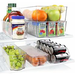 Greenco Refrigerator Organizer Bins, Stackable Fridge Organizer, Set of 6, Storage Containers with Durable Handles, Kitchen Orga