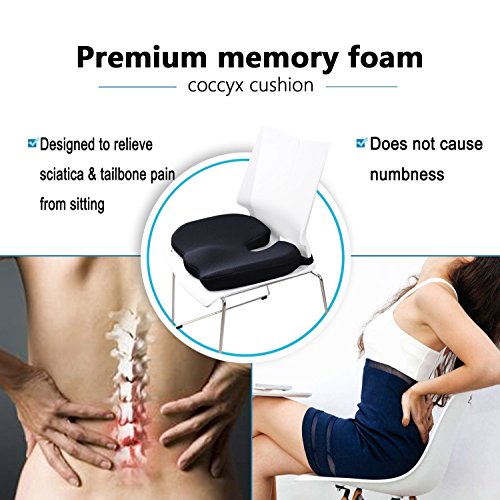 Dreamer Car Seat Cushion & Seat Cushions for Office Chairs - U-Shaped Memory Foam Sciatica Pain Relief Office Chair Cushion - No