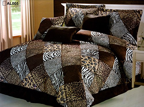 GRAND LINEN Grand Linen Brown/Black/White Comforter Set Animal Print Microfur Bed in A Bag Queen Size Bedding GRAND LINEN Grand Linen Brown/Black/White Comforter Set Animal Print Microfur Bed in A Bag Queen Size Bedding