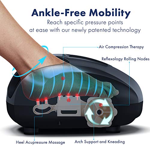 Miko Shiatsu Foot Massager Machine With Deep-Kneading, Compression, Heat and Multi-Level Settings for Plantar Fasciitis, Neuropa