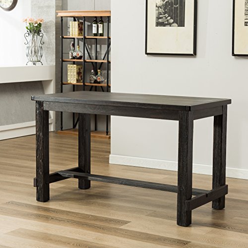 Roundhill Furniture Aneta Antique Black Finished Wood 5-Piece Counter Height Dining Set, Gray