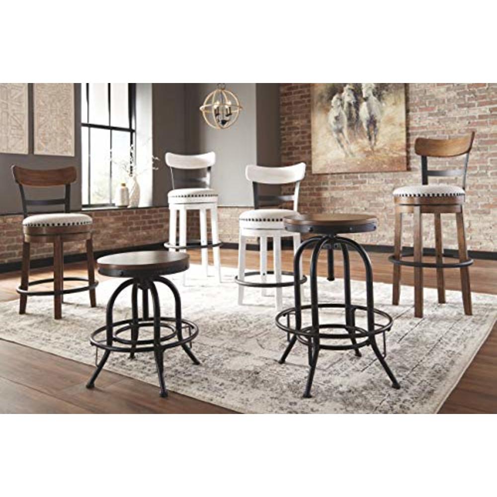 Signature Design by Ashley Valebeck Rustic Farmhouse 24.5” Counter Height Swivel Bar Stool, Brown