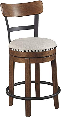 Signature Design by Ashley Valebeck Rustic Farmhouse 24.5” Counter Height Swivel Bar Stool, Brown