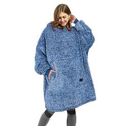Catalonia Oversized Wearable Blanket Hoodie Sweatshirt, Comfortable Fluffy Sherpa Lounging Pullover for Adults Men Women Teenage
