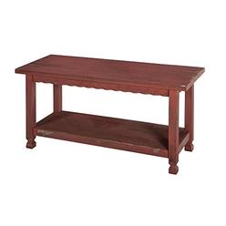 Alaterre Rustic Cottage Bench with 1 Shelf, Red Antique
