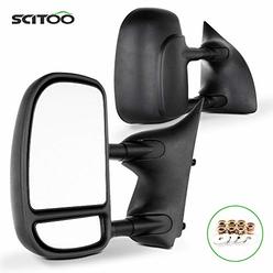 Autodayplus SCITOO Towing Mirrors For 99-07 For Ford For F250 For F350 For F450 For F550 Super Duty Door Side Mirror Manual Black Telescopic