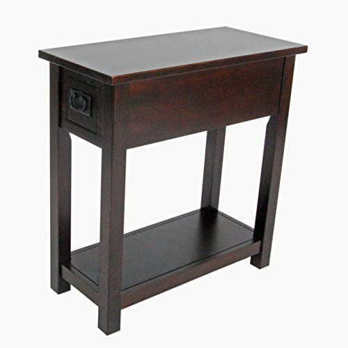 Alaterre Mission Chair Side End Table with 1 Drawer and Open Shelf, Espresso