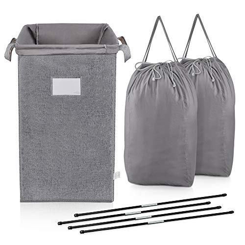 MCleanPin Large Laundry Hamper Collapsible with 2 Removeable Laundry Bags &  Sorting Card, Dirty Clothes Hamper Baby Nursery, 2 H