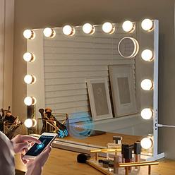 Fenair Bluetooth Makeup Mirror with Lights and Speaker Support Answer Call Hollywood Vanity Mirror, Touch Screen, 3 Color Modes 