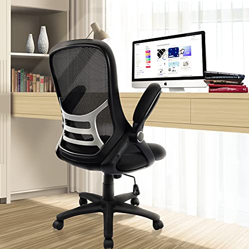 Hylone Office Chair Ergonomic Mesh Swivel Computer Task Desk Chair Comfortable, Flip-up Arms, Adjustable Height, Black