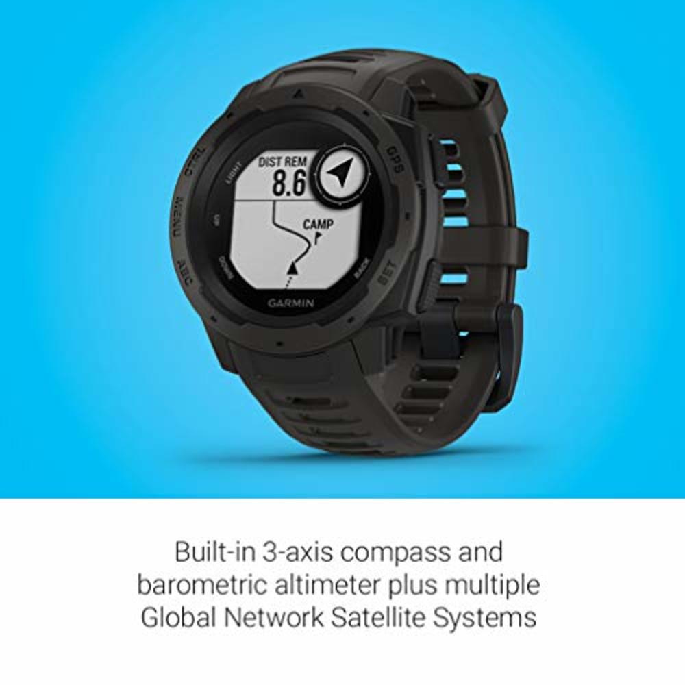 Garmin 010-02064-00 Instinct, Rugged Outdoor Watch with GPS, Features Glonass and Galileo, Heart Rate Monitoring and 3-Axis Comp