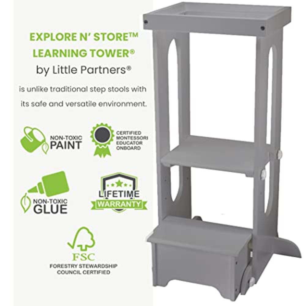 Little Partners® Explore n Store™ Learning Tower® Kids Adjustable Height Kitchen Step Stool for Toddlers or Any Little Helper (S
