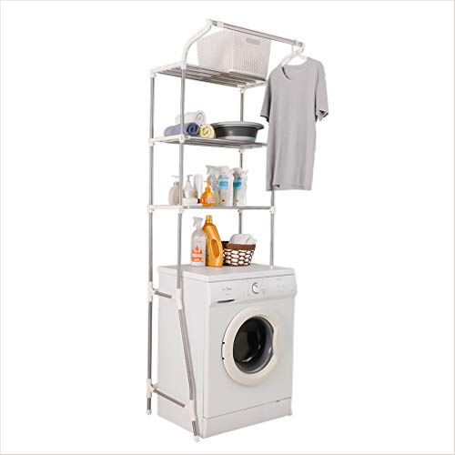 Hershii 3-Tier Laundry Room Shelf Over The Toilet/Washing Machine Storage Rack Bathroom Organizer Stand Adjustable Space Saver S