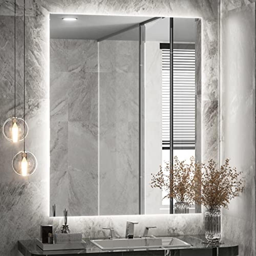 TokeShimi Backlit Bathroom Mirror, 36 x 28 Inch Led Bathroom Mirror, Anti Fog Bathroom Lighted Mirrors for Wall, Modern Bathroom
