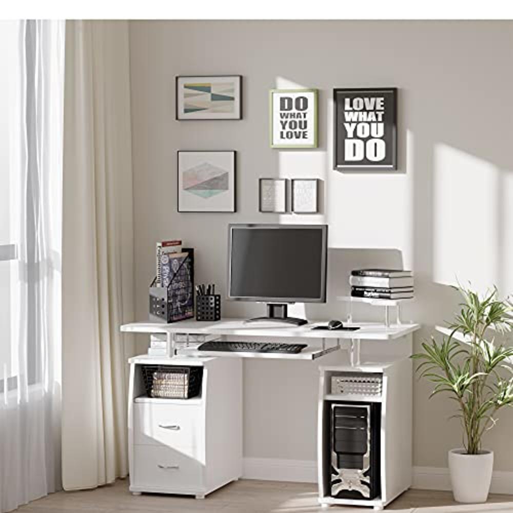 HomCom 920-011WT HOMCOM Multi-Function Computer Desk Home Office ...