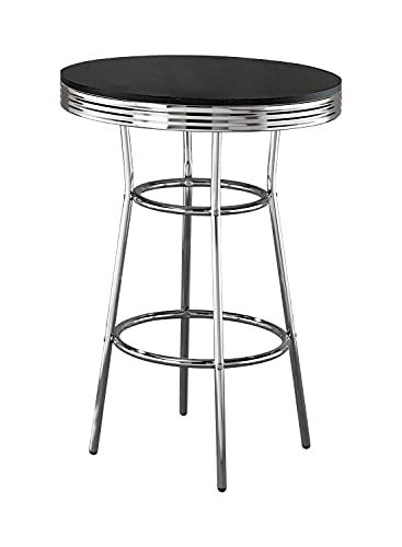 Coaster Home Furnishings CO- Bar Table, Black/Chrome