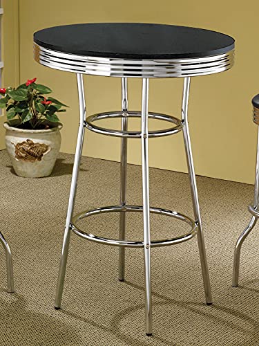 Coaster Home Furnishings CO- Bar Table, Black/Chrome