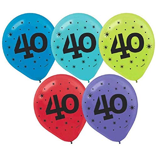 Amscan "40" Printed 12in Balloon Assortment 15ct